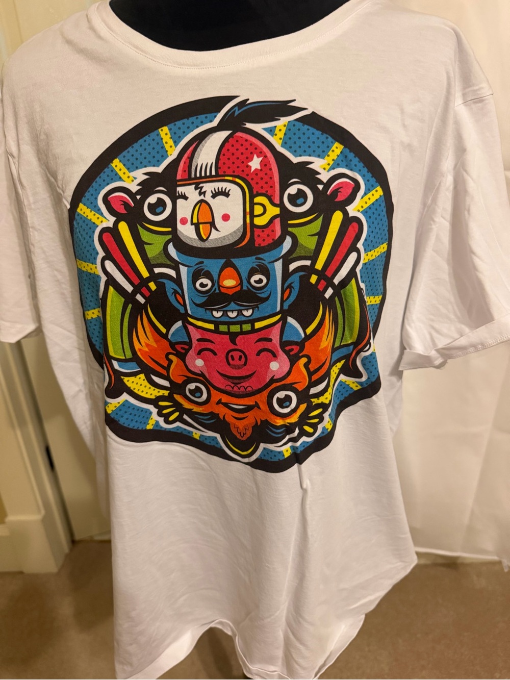 Armani Exchange White Tee with Multicolor Pop-Art Totem